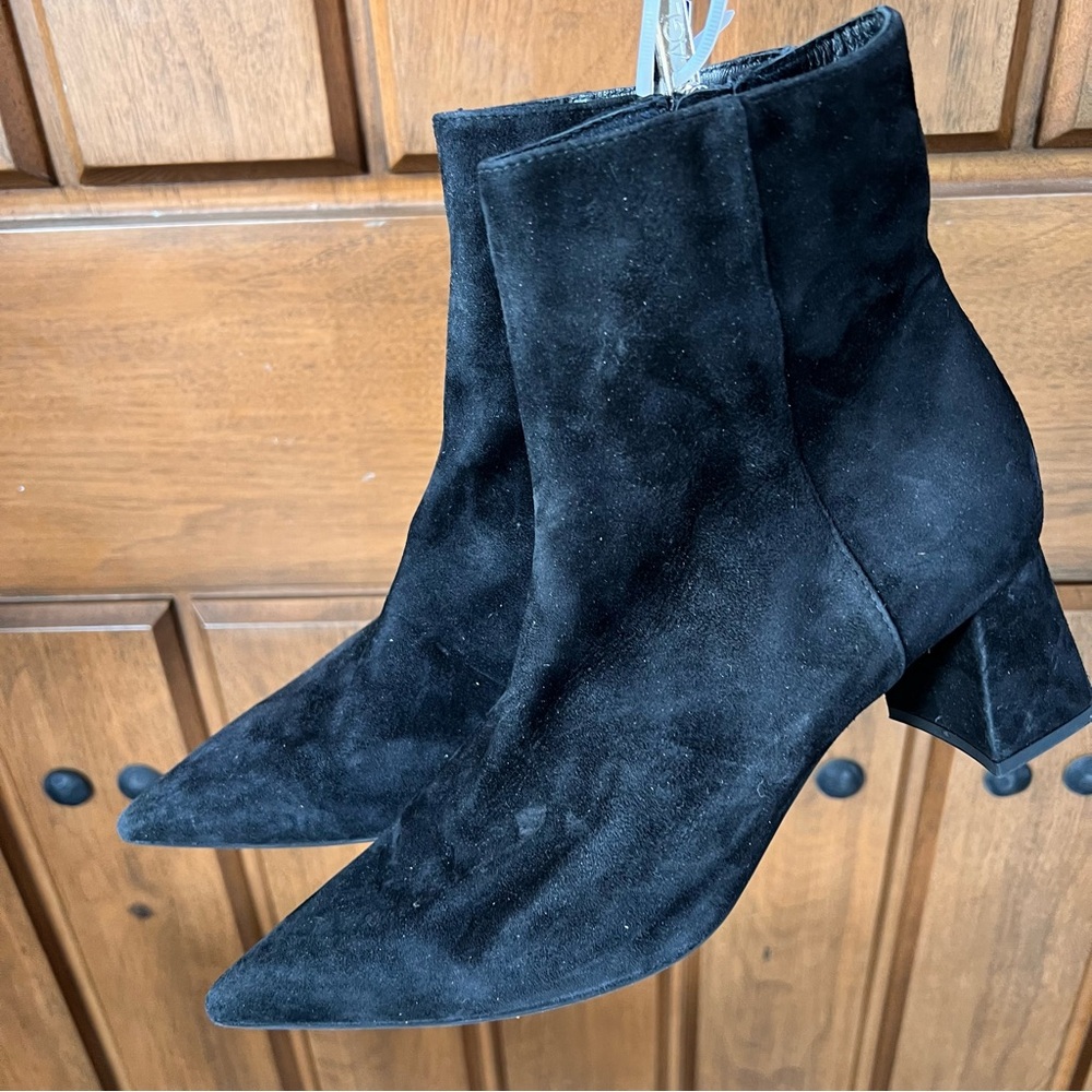 AGL Mimma Italian Black Suede Pointed Toe Boots. 38.5 EU. 8 US.